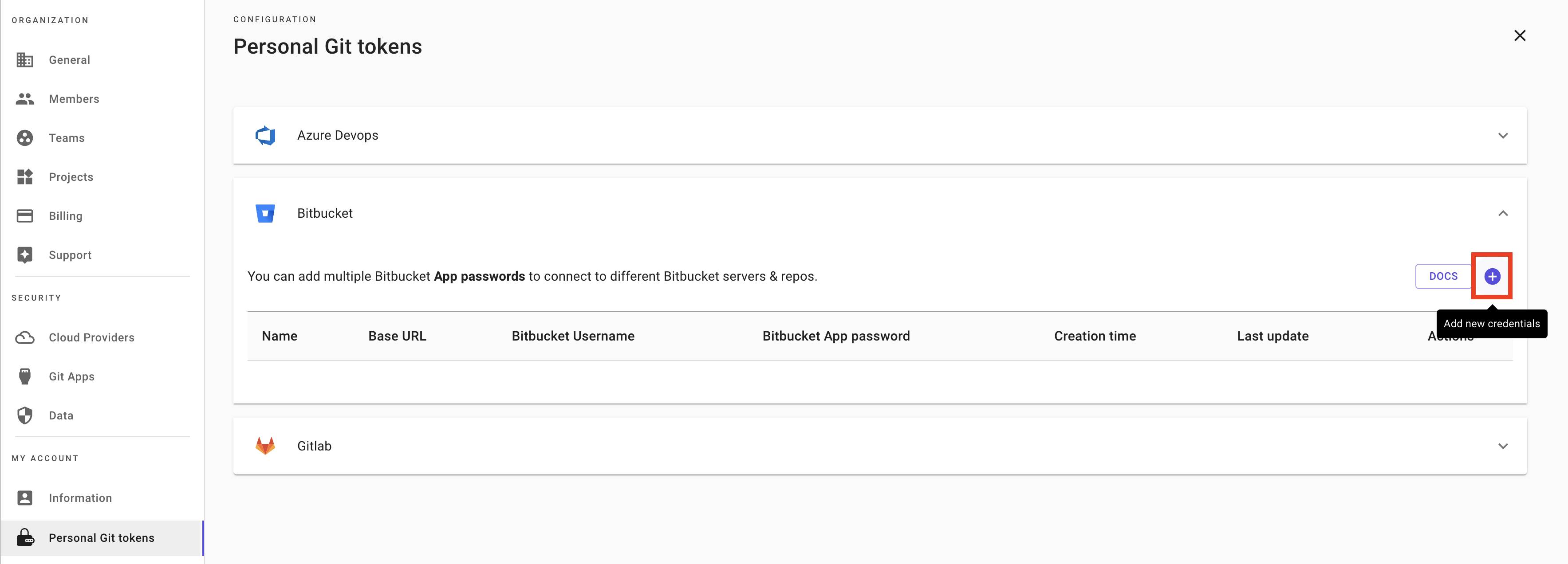 Bitbucket add token